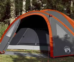 vidaXL Cort de camping pentru 4 persoane, portocaliu, impermeabil
