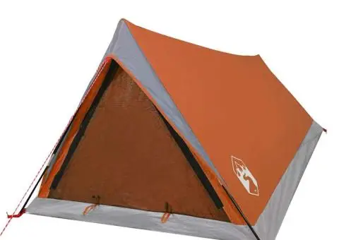 Cort de camping pentru 2 persoane, gri/portocaliu, impermeabil - 4/5