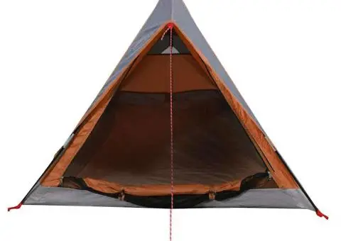 Cort de camping pentru 2 persoane, gri/portocaliu, impermeabil - 5/5