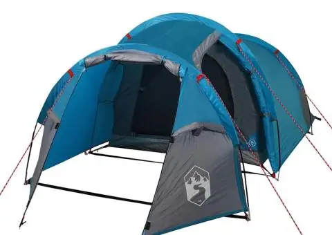 Cort de camping tunel pentru 2 persoane, albastru, impermeabil - 4/5