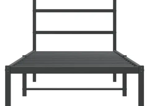 Cadru de pat metalic cu tăblie, negru, 75x190 cm - 5/5