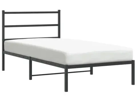 Cadru de pat din metal cu tăblie, negru, 100x200 cm - 2/5