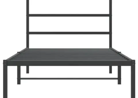 Cadru de pat din metal cu tăblie, negru, 100x200 cm - 5/5