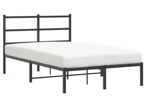Cadru de pat metalic cu tăblie, negru, 120x190 cm - 2/5