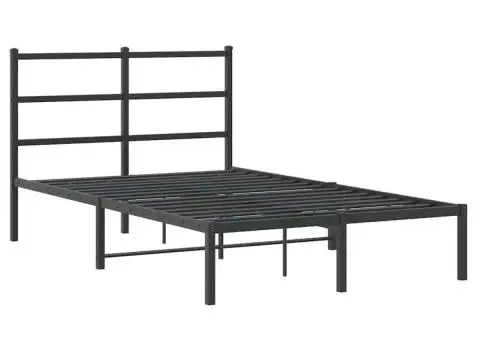 Cadru de pat metalic cu tăblie, negru, 120x190 cm - 3/5