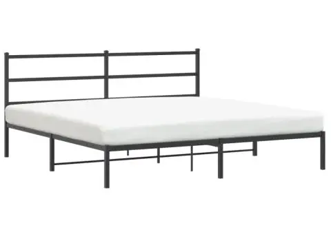 Cadru de pat metalic cu tăblie, negru, 180x200 cm - 2/5