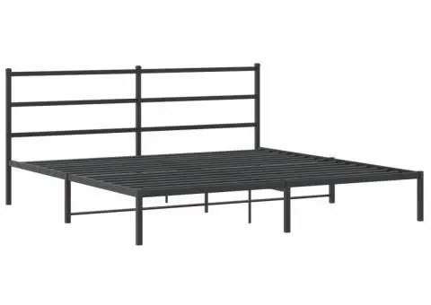 Cadru de pat metalic cu tăblie, negru, 180x200 cm - 3/5