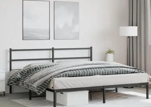 Cadru de pat metalic cu tăblie, negru, 180x200 cm - 4/5