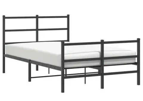 Cadru pat metalic cu tăblie de cap/picioare , negru, 120x200 cm - 2/5