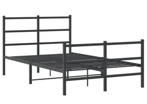 Cadru pat metalic cu tăblie de cap/picioare , negru, 120x200 cm - 3/5