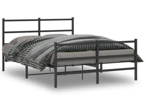 Cadru pat metalic cu tăblie de cap/picioare , negru, 140x190 cm - 1/5