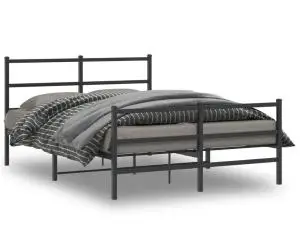 vidaXL Cadru pat metalic cu tăblie de cap/picioare , negru, 140x190 cm