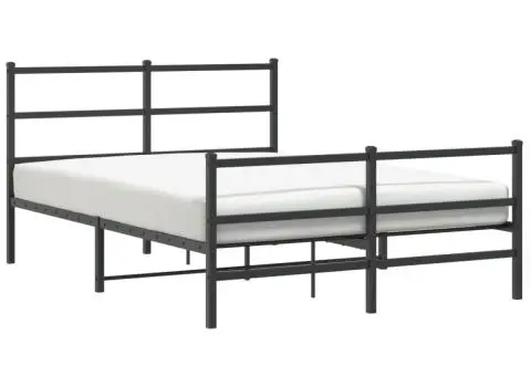 Cadru pat metalic cu tăblie de cap/picioare , negru, 140x190 cm - 2/5