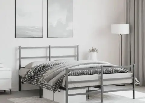 Cadru pat metalic cu tăblie de cap/picioare , negru, 140x190 cm - 4/5