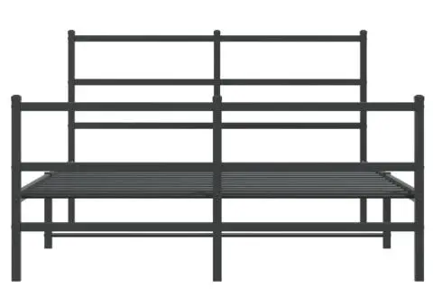 Cadru pat metalic cu tăblie de cap/picioare , negru, 140x190 cm - 5/5
