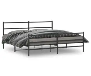vidaXL Cadru pat metalic cu tăblii de cap/picioare , negru, 183x213 cm