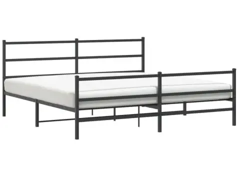 Cadru pat metalic cu tăblii de cap/picioare , negru, 183x213 cm - 2/5