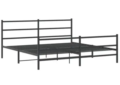 Cadru pat metalic cu tăblii de cap/picioare , negru, 183x213 cm - 3/5