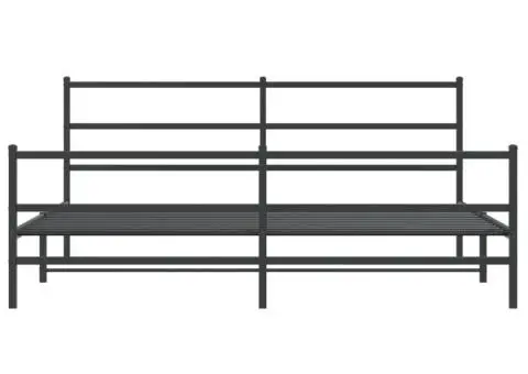 Cadru pat metalic cu tăblii de cap/picioare , negru, 183x213 cm - 5/5