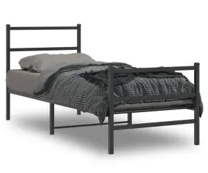 vidaXL Cadru pat metalic cu tăblii de cap/picioare  negru, 80x200 cm
