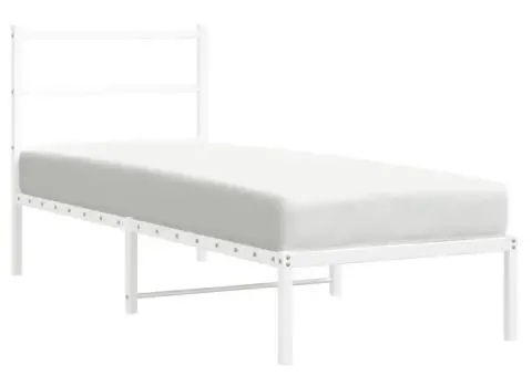 Cadru de pat metalic cu tăblie, alb, 80x200 cm - 2/5