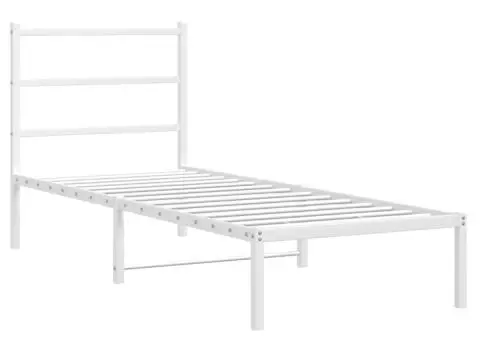Cadru de pat metalic cu tăblie, alb, 80x200 cm - 3/5