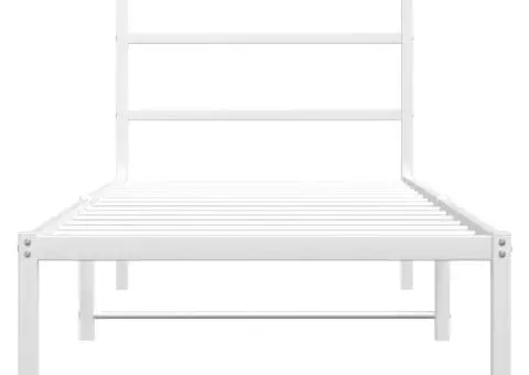 Cadru de pat metalic cu tăblie, alb, 80x200 cm - 5/5