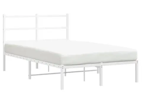 Cadru de pat metalic cu tăblie, alb, 120x190 cm - 2/5