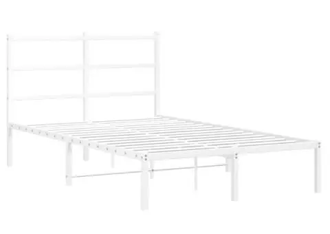 Cadru de pat metalic cu tăblie, alb, 120x190 cm - 3/5