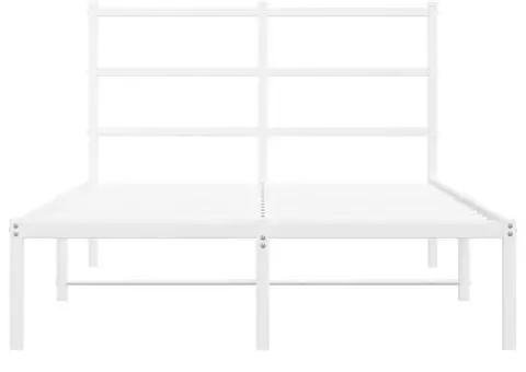 Cadru de pat metalic cu tăblie, alb, 120x190 cm - 5/5