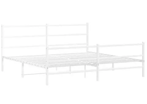 Cadru pat metalic cu tăblie de cap/picioare , alb, 200x200 cm - 3/5