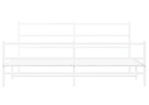 Cadru pat metalic cu tăblie de cap/picioare , alb, 200x200 cm - 5/5