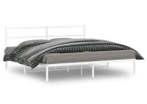 Cadru de pat metalic cu tăblie, alb, 180x200 cm - 1/5