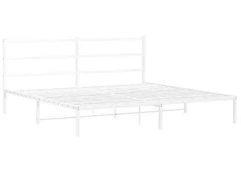 Cadru de pat metalic cu tăblie, alb, 180x200 cm - 3/5