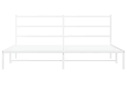 Cadru de pat metalic cu tăblie, alb, 180x200 cm - 5/5