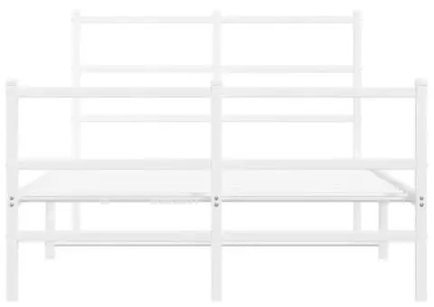 Cadru pat metalic cu tăblie de cap/picioare , alb, 120x200 cm - 5/5
