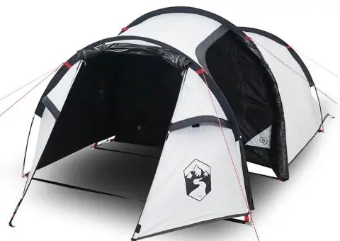 Cort camping tunel 3 persoane, alb, țesătură opacă, impermeabil - 2/5