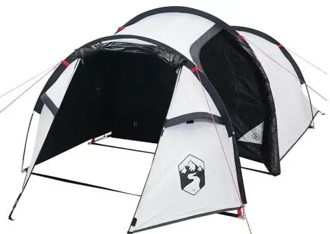 Cort camping tunel 3 persoane, alb, țesătură opacă, impermeabil - 4/5