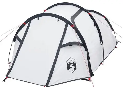 Cort camping tunel 3 persoane, alb, țesătură opacă, impermeabil - 5/5