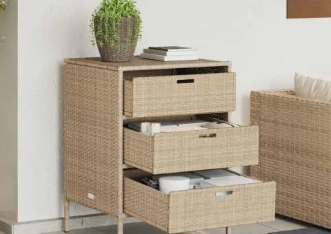 Dulap depozitare de grădină, bej, 55x59x80 cm, poliratan - 1/5