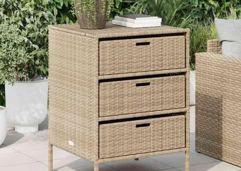 Dulap depozitare de grădină, bej, 55x59x80 cm, poliratan - 3/5