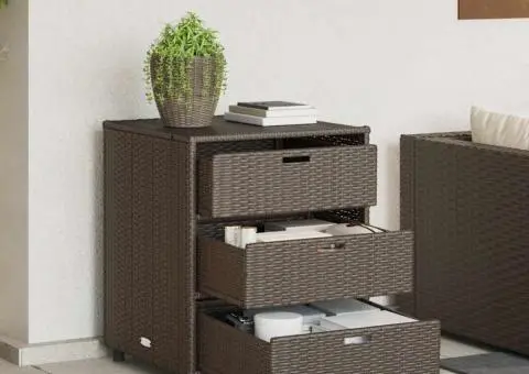 Dulap depozitare de grădină, maro, 55x59x69 cm, poliratan - 3/5