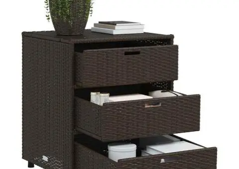 Dulap depozitare de grădină, maro, 55x59x69 cm, poliratan - 4/5