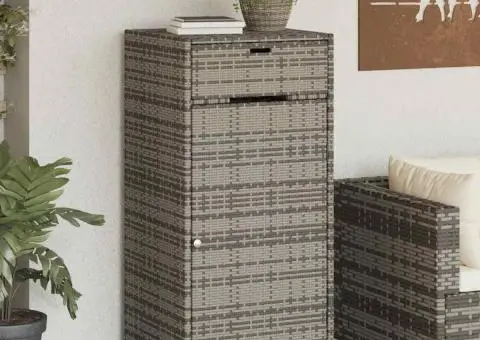 Dulap depozitare de grădină, gri, 55x55x111 cm, poliratan - 1/5