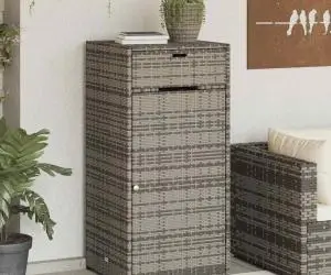 vidaXL Dulap depozitare de grădină, gri, 55x55x111 cm, poliratan