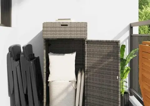 Dulap depozitare de grădină, gri, 55x55x111 cm, poliratan - 3/5