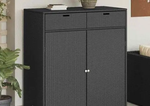 Dulap depozitare de grădină, negru, 105x55x113 cm, poliratan - 1/5