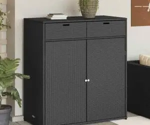 vidaXL Dulap depozitare de grădină, negru, 105x55x113 cm, poliratan