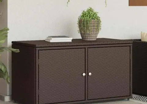 Dulap depozitare de grădină, maro, 110x55x60,5 cm, poliratan - 1/5