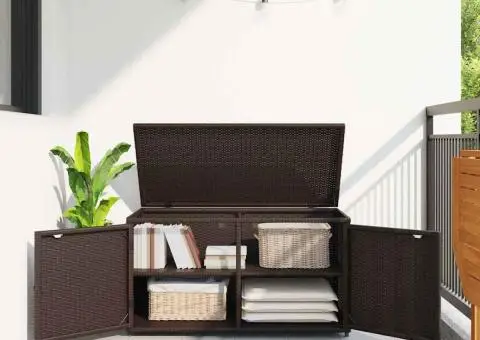 Dulap depozitare de grădină, maro, 110x55x60,5 cm, poliratan - 3/5